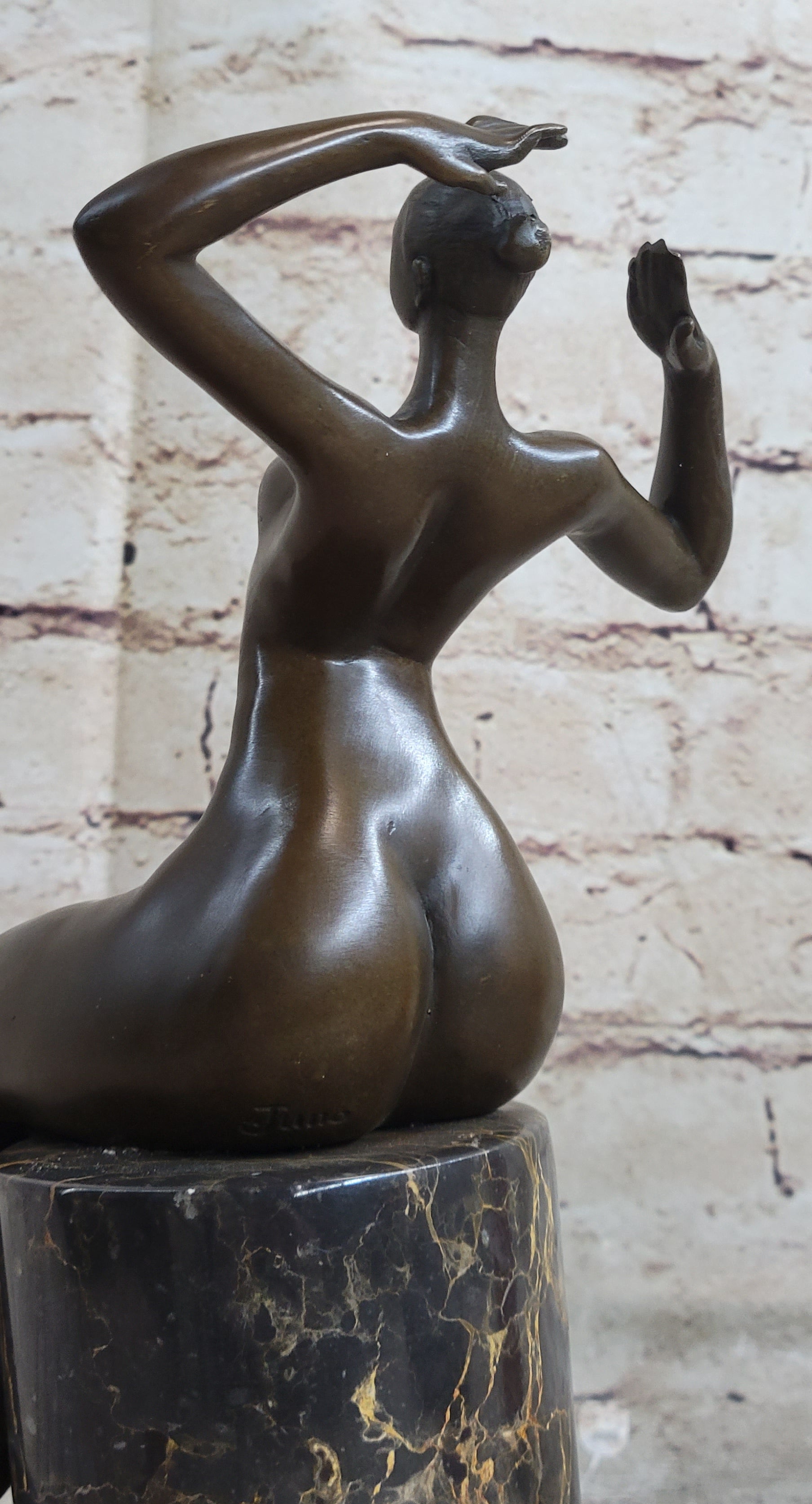 SIGNED JUNO BRONZE SCULPTURE CUBISM NUDE GIRL ABSTRACT MODERN ART STATUE FIGURE