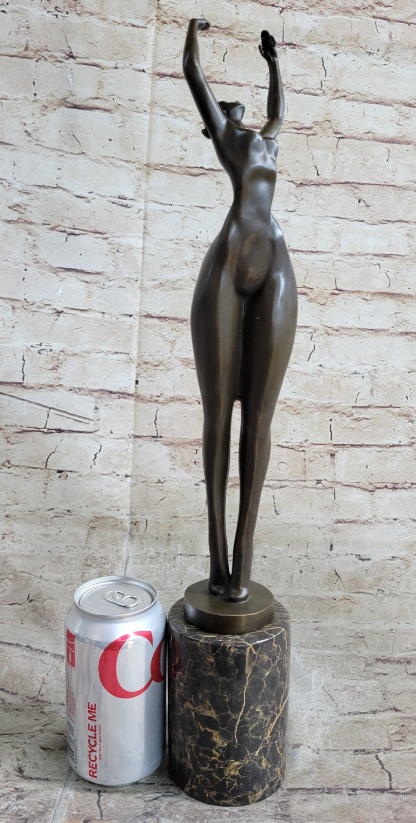 Hot Cast Bronze Curvy Figurative Sexy Girl Sculpture on Marble Base by Juno