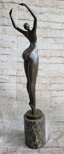 Hot Cast Bronze Curvy Figurative Sexy Girl Sculpture on Marble Base by Juno