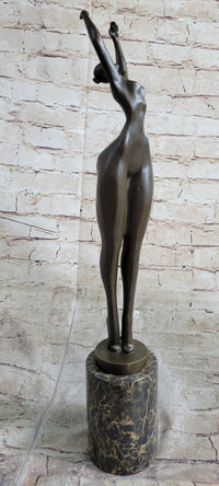 Hot Cast Bronze Curvy Figurative Sexy Girl Sculpture on Marble Base by Juno