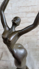 Hot Cast Bronze Curvy Figurative Sexy Girl Sculpture on Marble Base by Juno