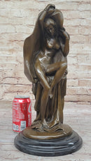 Sexy Nude Female Figure Underneath a Shawl - Bronze Art Deco Sculpture