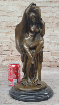 Sexy Nude Female Figure Underneath a Shawl - Bronze Art Deco Sculpture