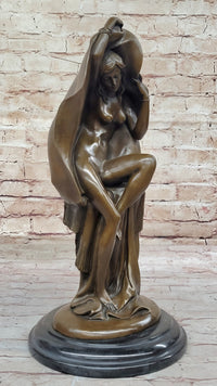Sexy Nude Female Figure Underneath a Shawl - Bronze Art Deco Sculpture