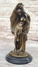 Sexy Nude Female Figure Underneath a Shawl - Bronze Art Deco Sculpture