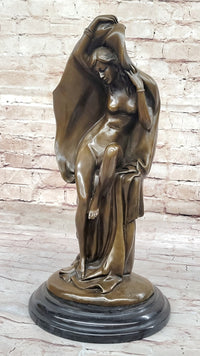 Sexy Nude Female Figure Underneath a Shawl - Bronze Art Deco Sculpture