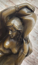 Sexy Nude Female Figure Underneath a Shawl - Bronze Art Deco Sculpture