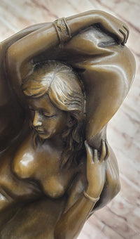 Sexy Nude Female Figure Underneath a Shawl - Bronze Art Deco Sculpture