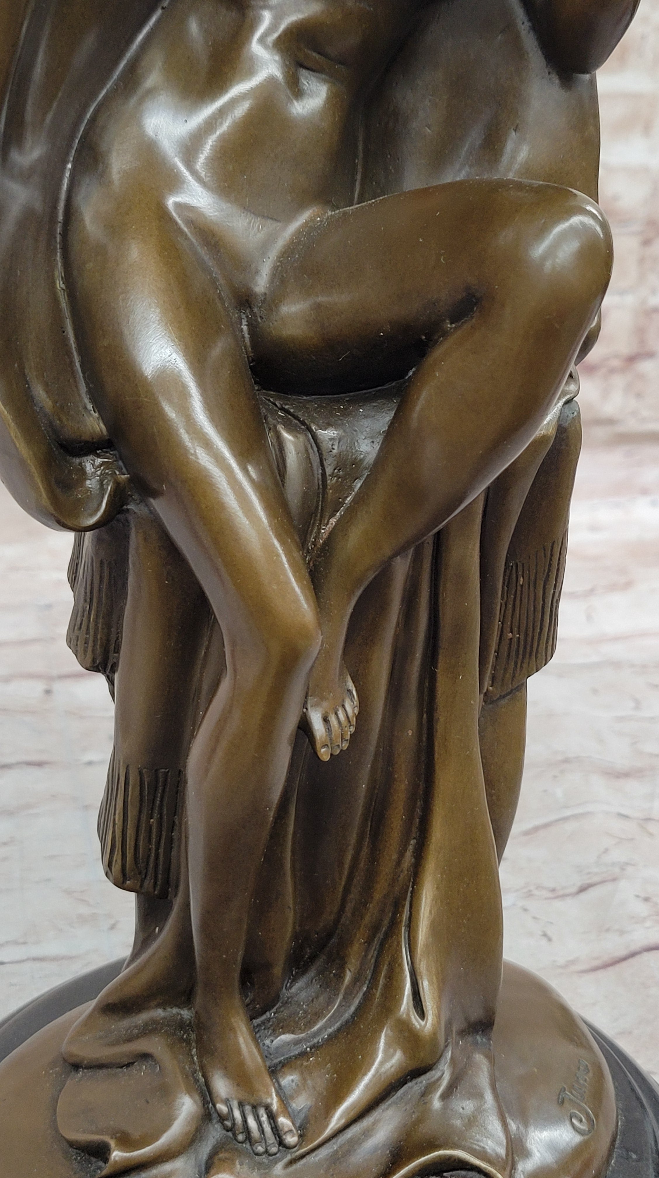 Sexy Nude Female Figure Underneath a Shawl - Bronze Art Deco Sculpture