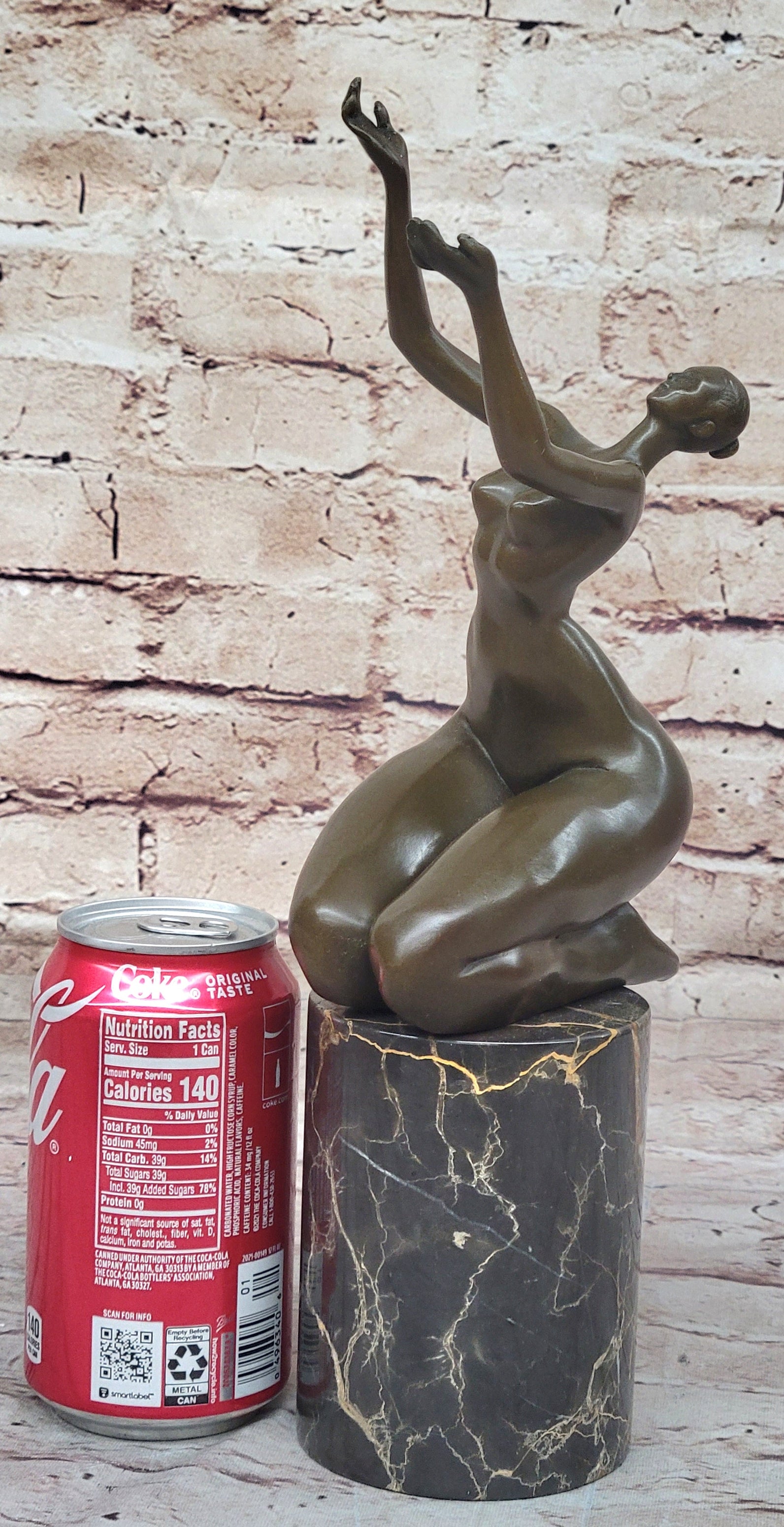 Curvy Nude Female Figure With Hands Outstretched to the Sky - Modern Art Bronze Sculpture