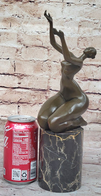 Curvy Nude Female Figure With Hands Outstretched to the Sky - Modern Art Bronze Sculpture