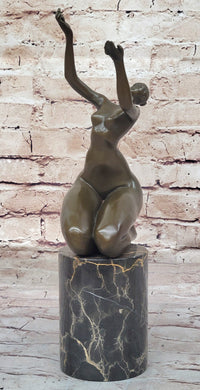 Curvy Nude Female Figure With Hands Outstretched to the Sky - Modern Art Bronze Sculpture