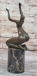 Curvy Nude Female Figure With Hands Outstretched to the Sky - Modern Art Bronze Sculpture