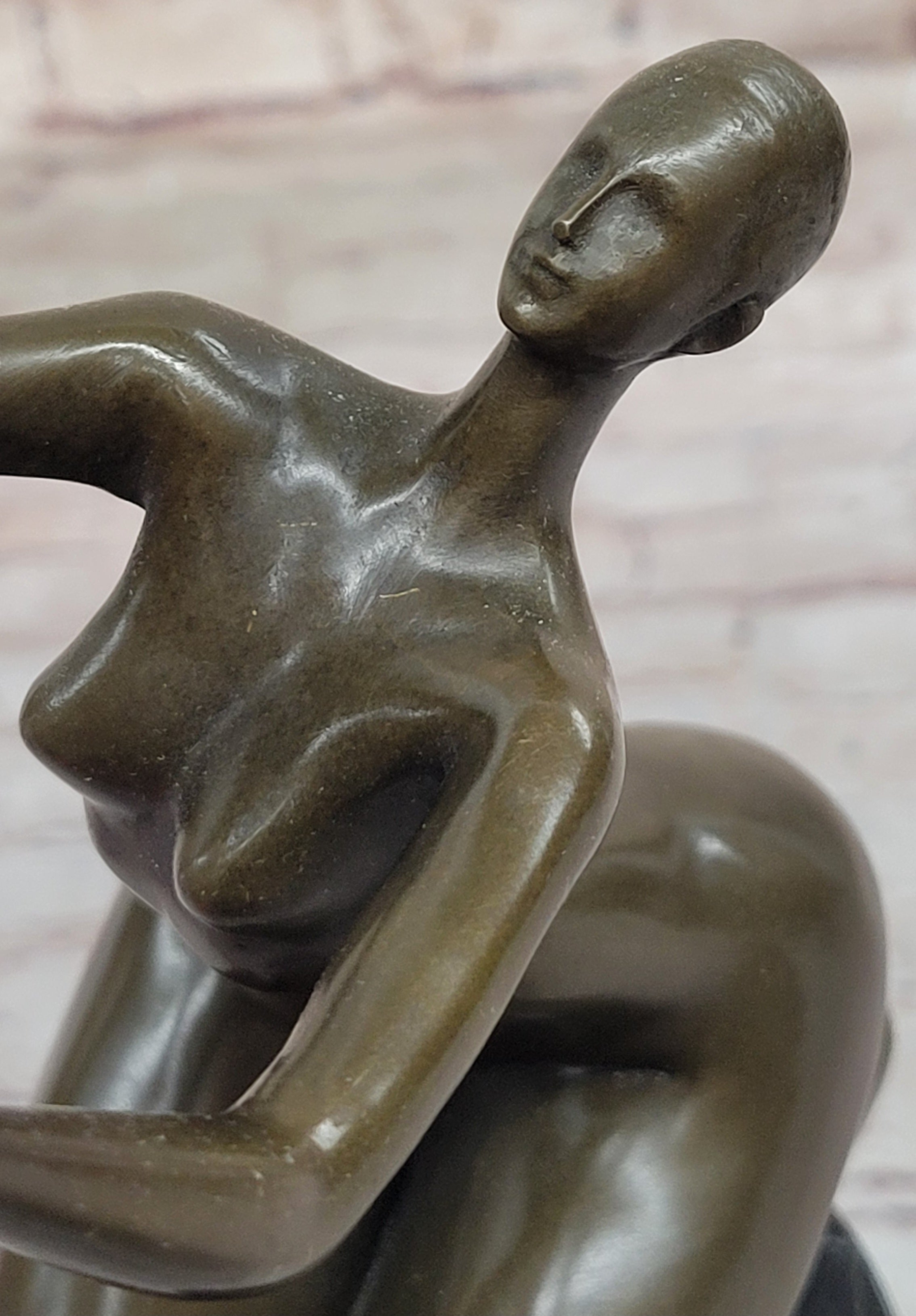 Curvy Nude Female Figure With Hands Outstretched to the Sky - Modern Art Bronze Sculpture