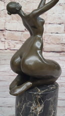 Curvy Nude Female Figure With Hands Outstretched to the Sky - Modern Art Bronze Sculpture