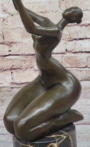 Curvy Nude Female Figure With Hands Outstretched to the Sky - Modern Art Bronze Sculpture