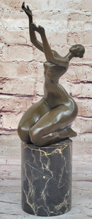 Curvy Nude Female Figure With Hands Outstretched to the Sky - Modern Art Bronze Sculpture