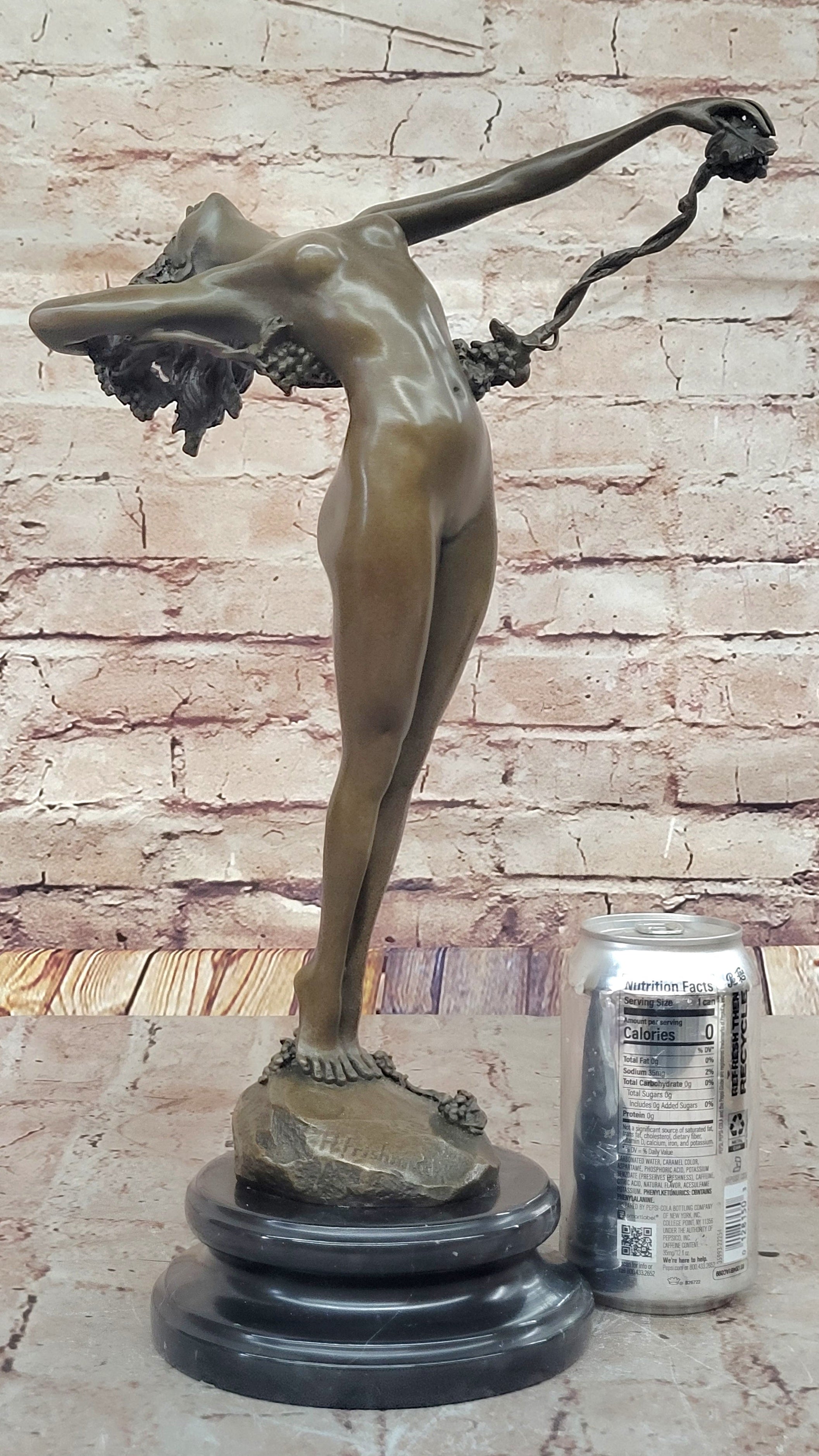 Hot Cast Bronze Sculpture Harriet Frishmuth The Vine Nude Female Figure Holding Grapes