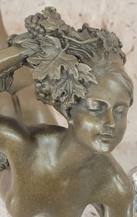 Hot Cast Bronze Sculpture Harriet Frishmuth The Vine Nude Female Figure Holding Grapes