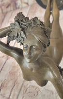 Hot Cast Bronze Sculpture Harriet Frishmuth The Vine Nude Female Figure Holding Grapes