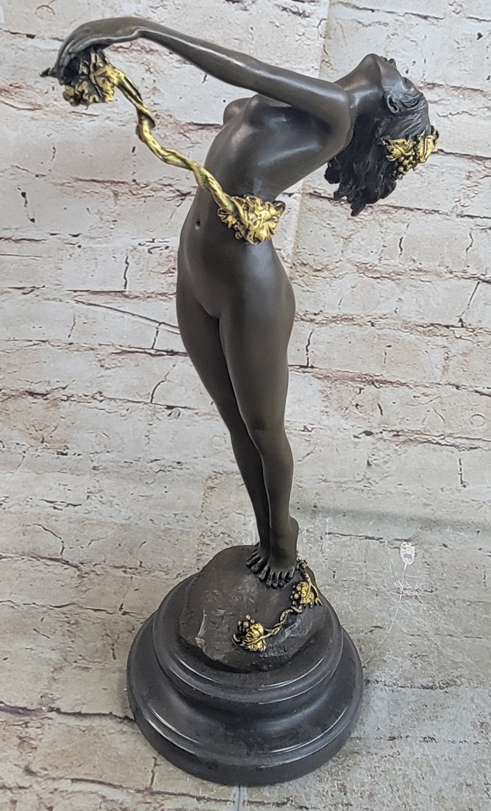 The Vine Wine Harriet Frishmuth Bronze Art Deco Nude Female Figure Sculpture