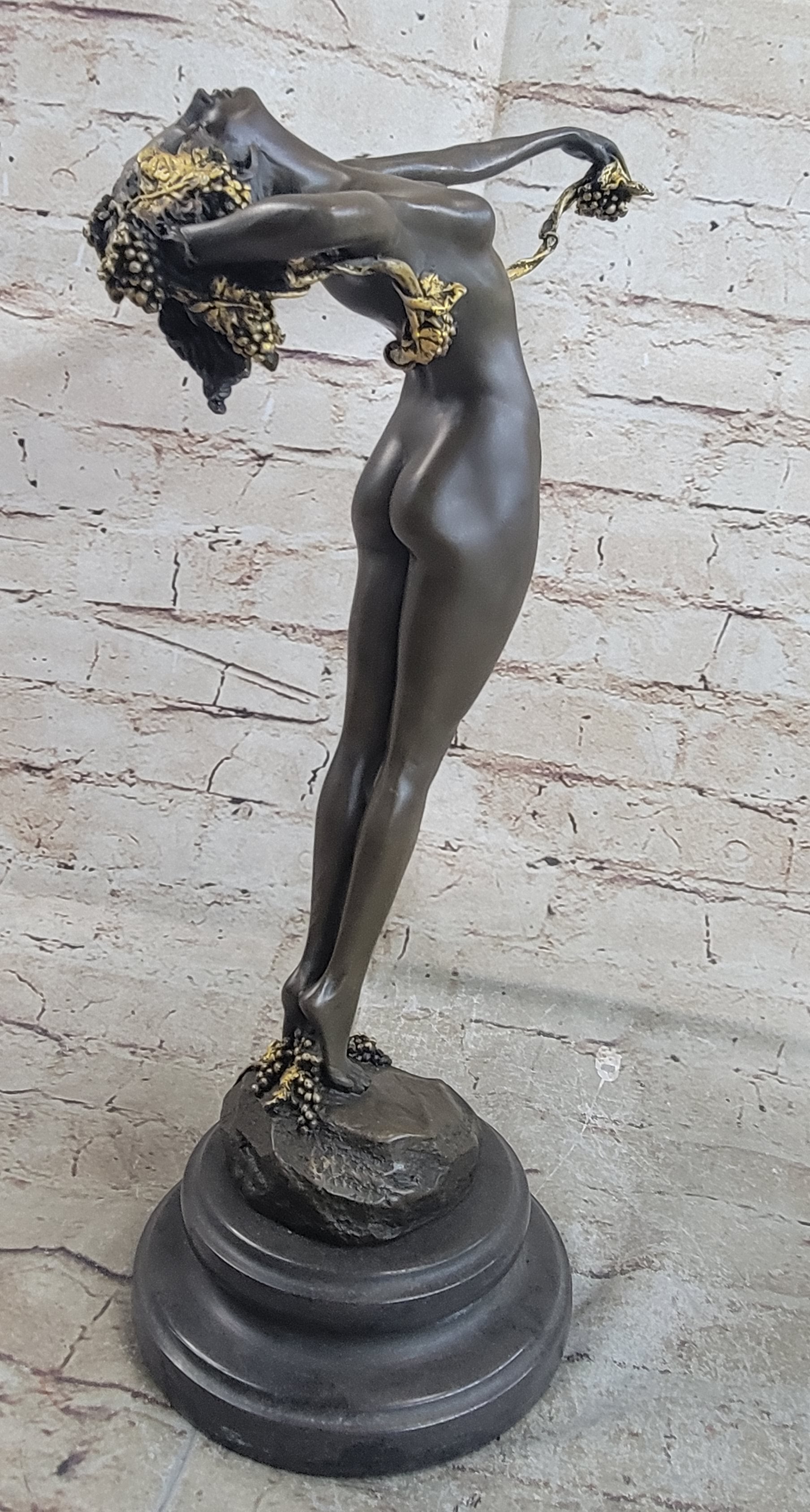 The Vine Wine Harriet Frishmuth Bronze Art Deco Nude Female Figure Sculpture