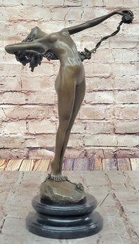 Hot Cast Bronze Sculpture Harriet Frishmuth The Vine Nude Female Figure Holding Grapes
