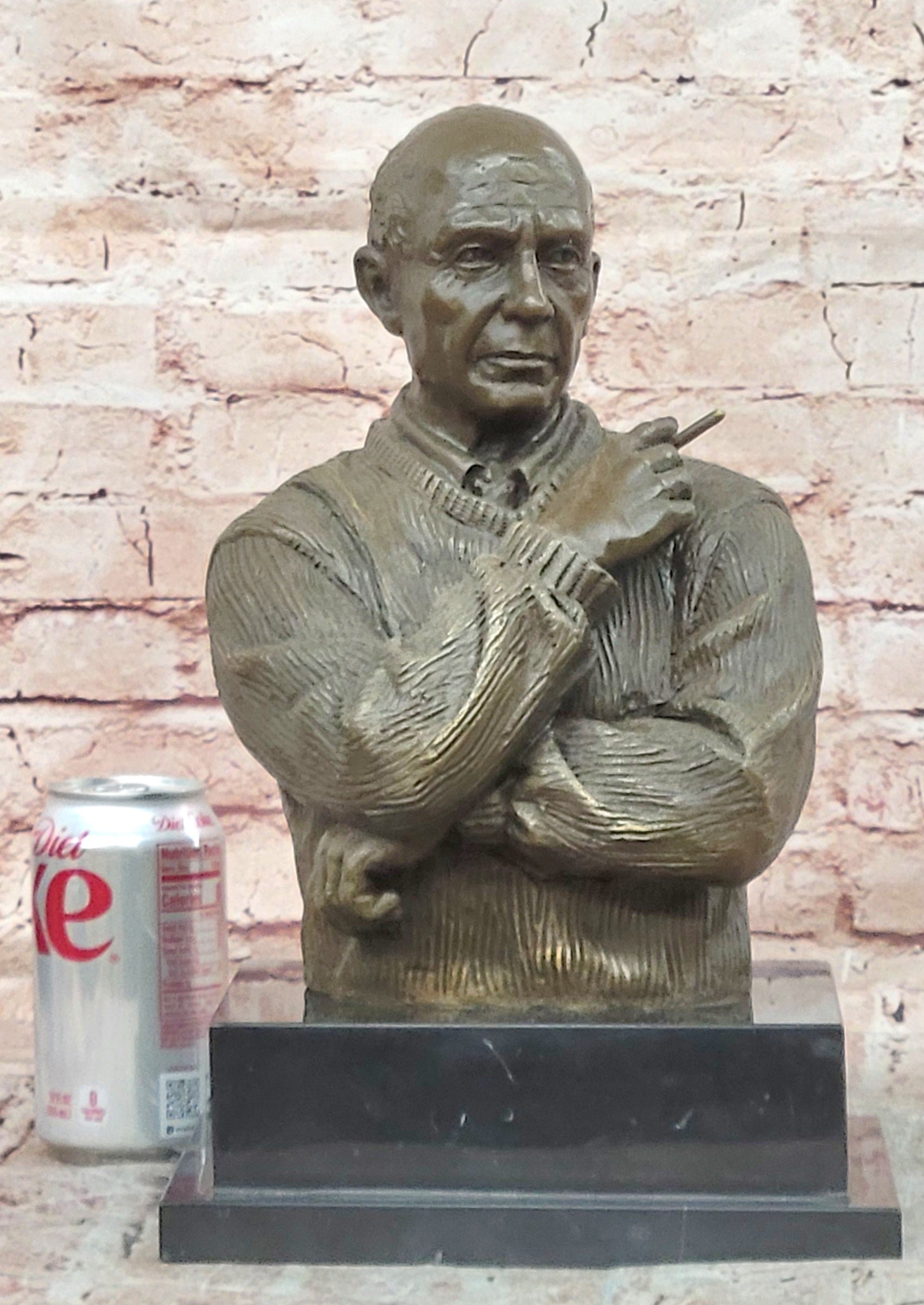 Modern Art Bronze Sculpture Bust of Pablo Picasso Portrait signed Milo Figurine