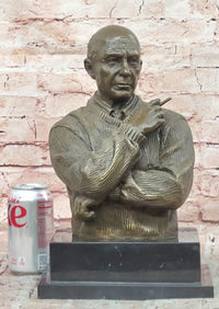 Modern Art Bronze Sculpture Bust of Pablo Picasso Portrait signed Milo Figurine