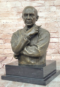 Modern Art Bronze Sculpture Bust of Pablo Picasso Portrait signed Milo Figurine