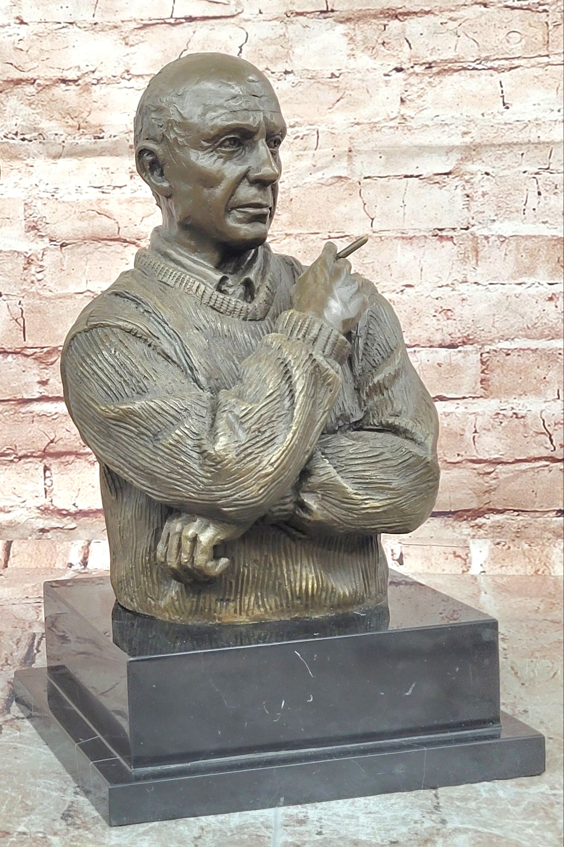 Modern Art Bronze Sculpture Bust of Pablo Picasso Portrait signed Milo Figurine