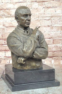 Modern Art Bronze Sculpture Bust of Pablo Picasso Portrait signed Milo Figurine