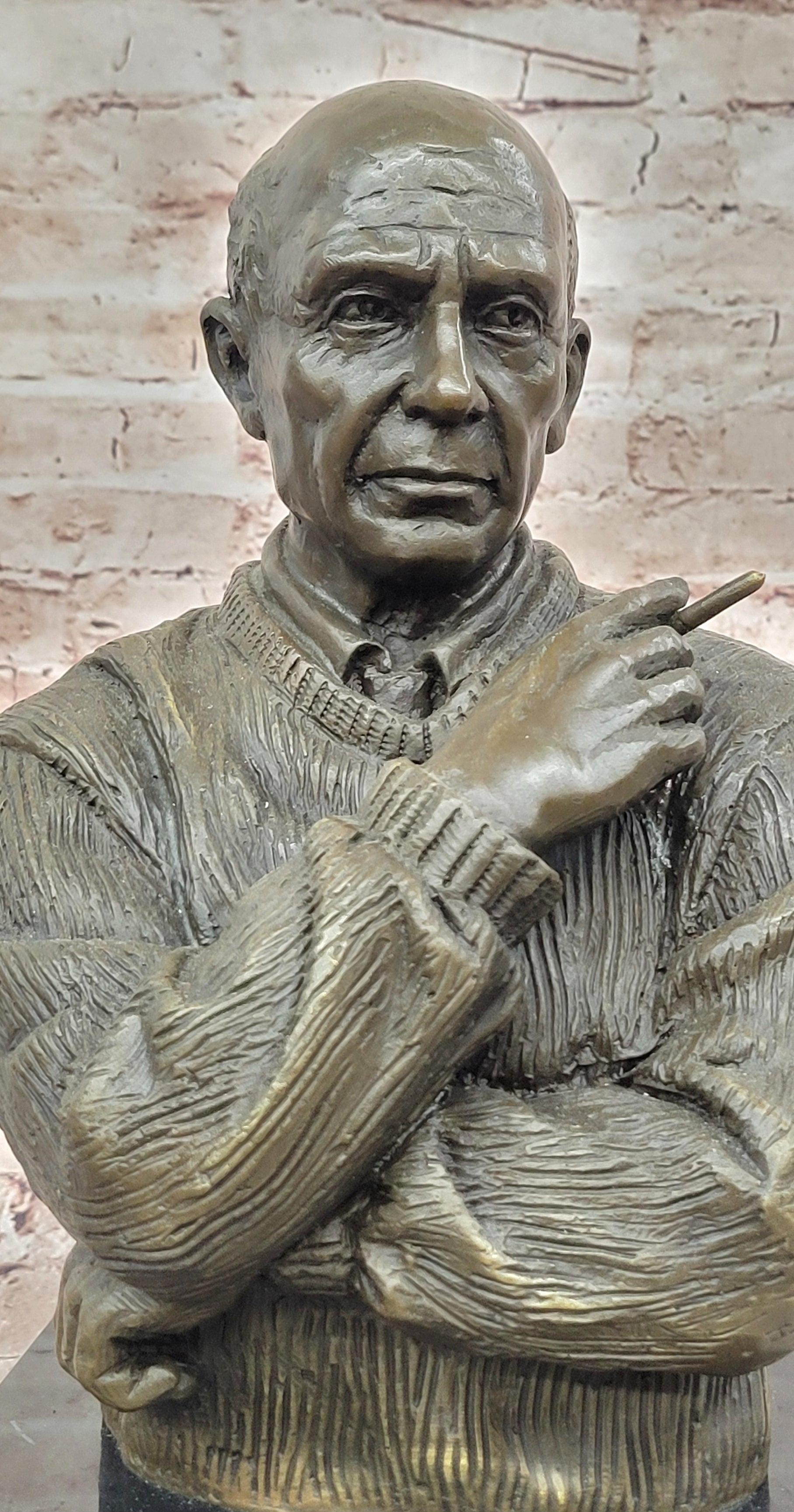 Modern Art Bronze Sculpture Bust of Pablo Picasso Portrait signed Milo Figurine