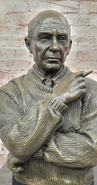 Modern Art Bronze Sculpture Bust of Pablo Picasso Portrait signed Milo Figurine