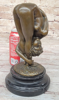 Erotic Nude Female Figure Bending Over and Exposed - Original Art by Juno on Marble Base