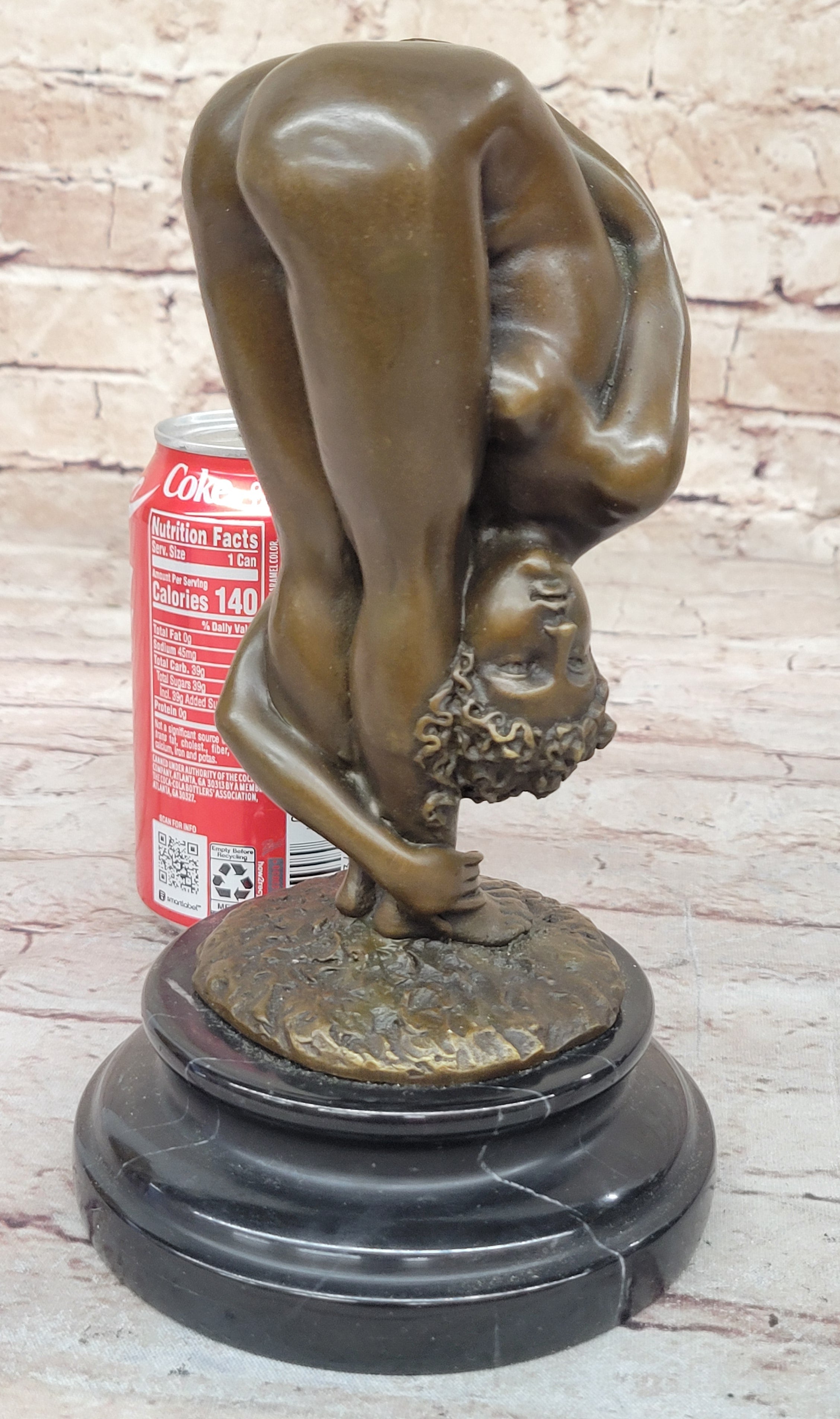 Erotic Nude Female Figure Bending Over and Exposed - Original Art by Juno on Marble Base
