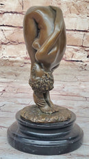 Erotic Nude Female Figure Bending Over and Exposed - Original Art by Juno on Marble Base