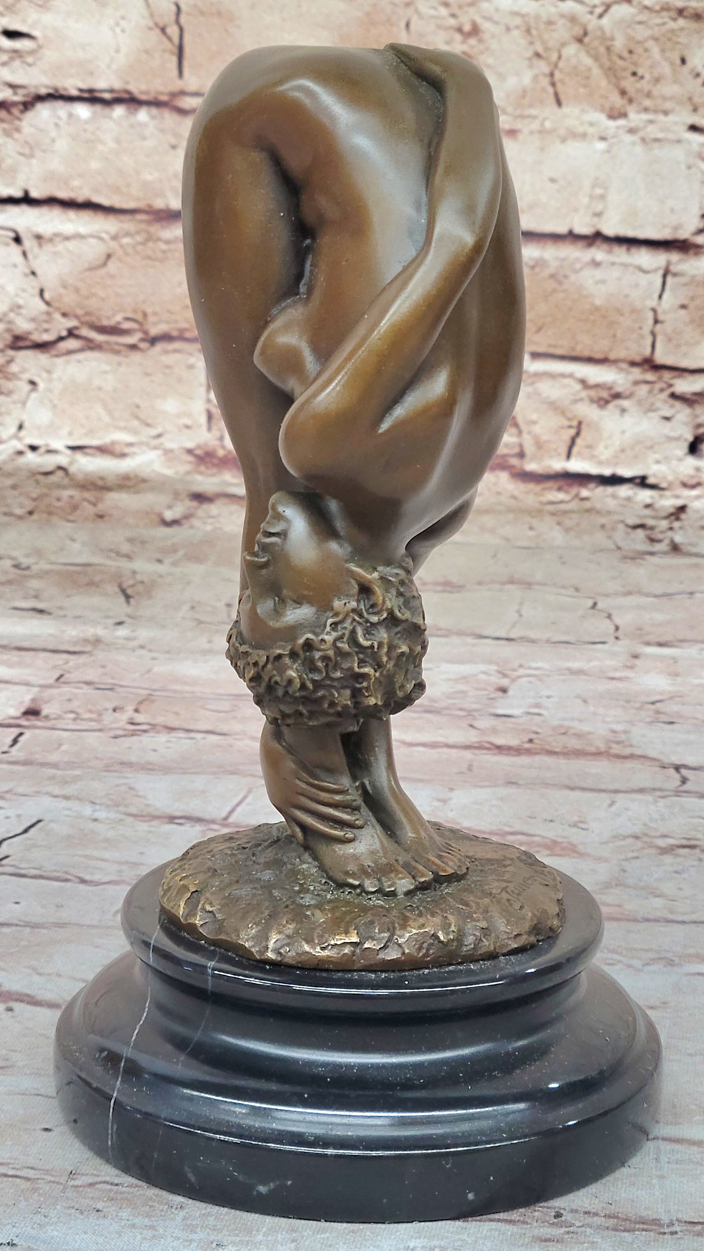 Erotic Nude Female Figure Bending Over and Exposed - Original Art by Juno on Marble Base