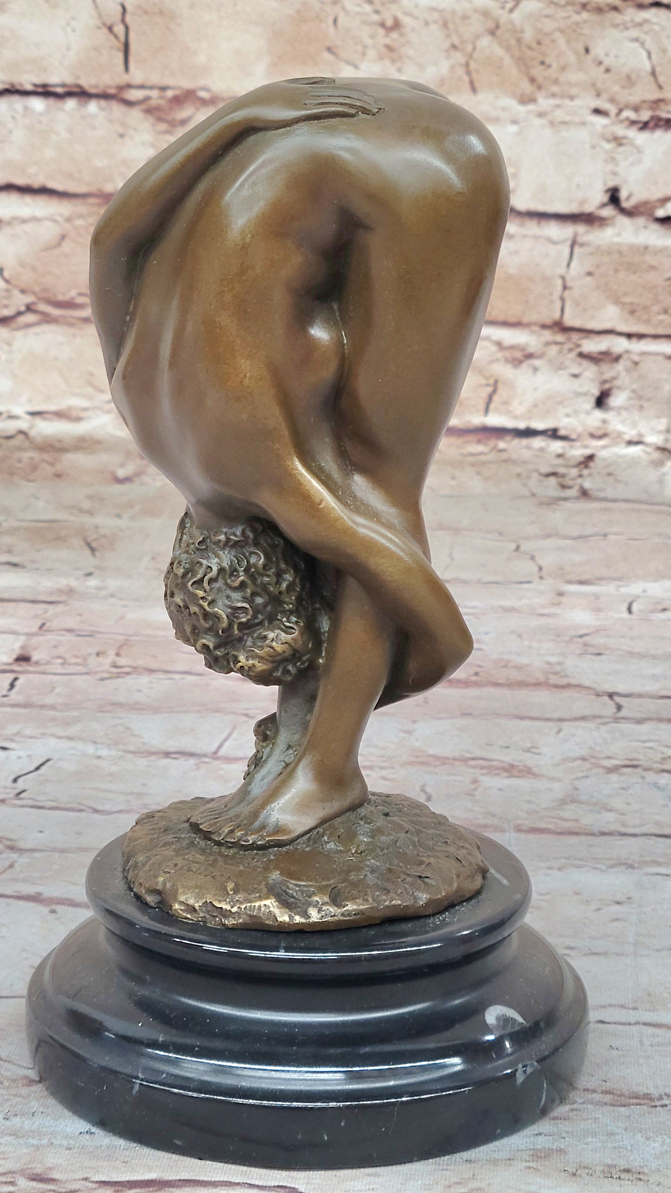 Erotic Nude Female Figure Bending Over and Exposed - Original Art by Juno on Marble Base