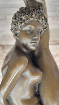 Erotic Nude Female Figure Bending Over and Exposed - Original Art by Juno on Marble Base