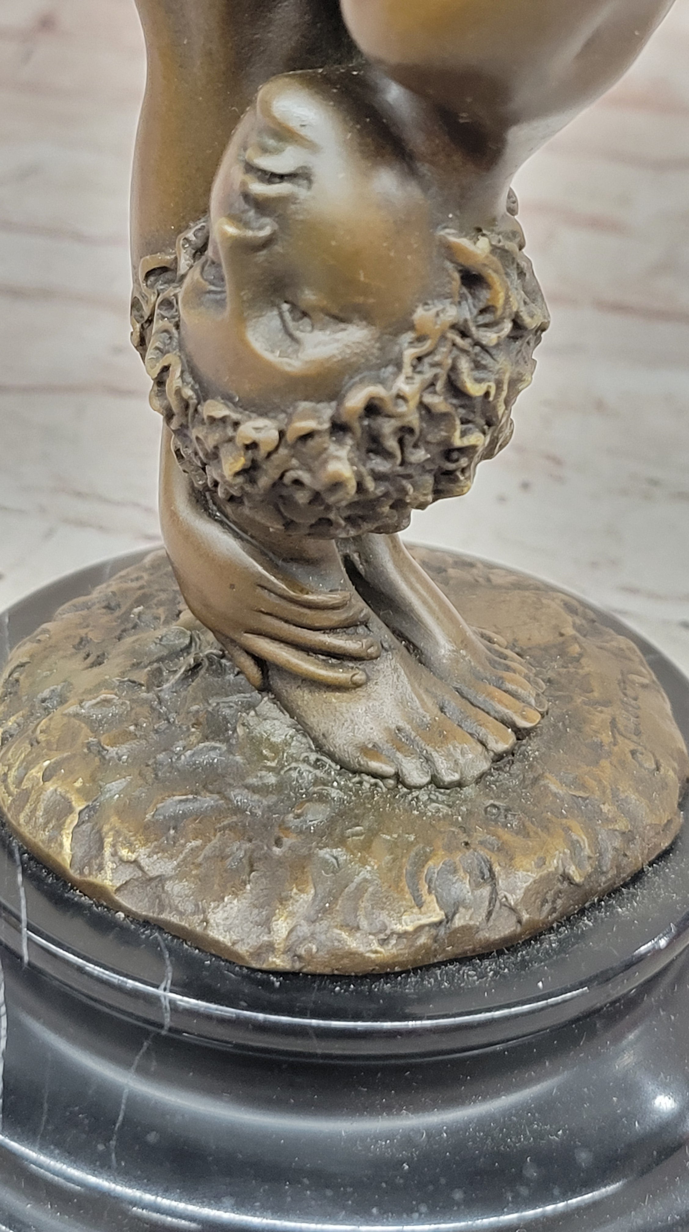 Erotic Nude Female Figure Bending Over and Exposed - Original Art by Juno on Marble Base