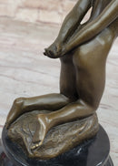 Sexy Nude Female Figure on Her Knees with Hands Behind her Back - Bronze Sculpture by Patoue