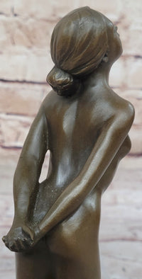 Sexy Nude Female Figure on Her Knees with Hands Behind her Back - Bronze Sculpture by Patoue