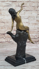 Sexy Nude Female Figure Bronze Modern Art Sculpture on Marble Base
