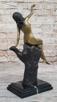 Sexy Nude Female Figure Bronze Modern Art Sculpture on Marble Base