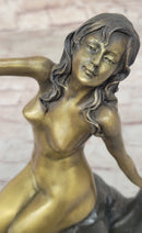 Sexy Nude Female Figure Bronze Modern Art Sculpture on Marble Base