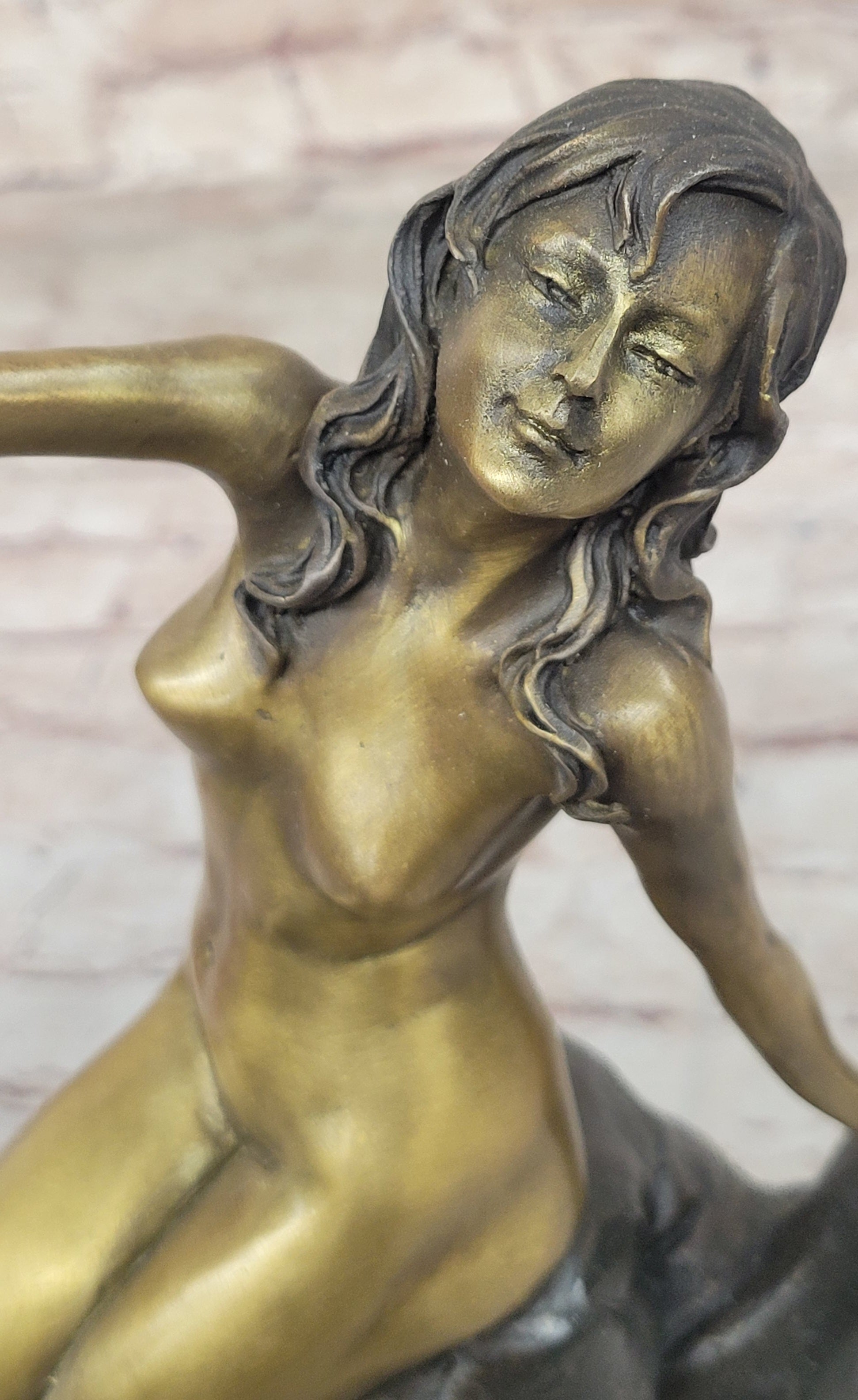 Sexy Nude Female Figure Bronze Modern Art Sculpture on Marble Base