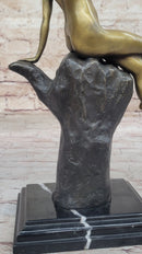 Sexy Nude Female Figure Bronze Modern Art Sculpture on Marble Base