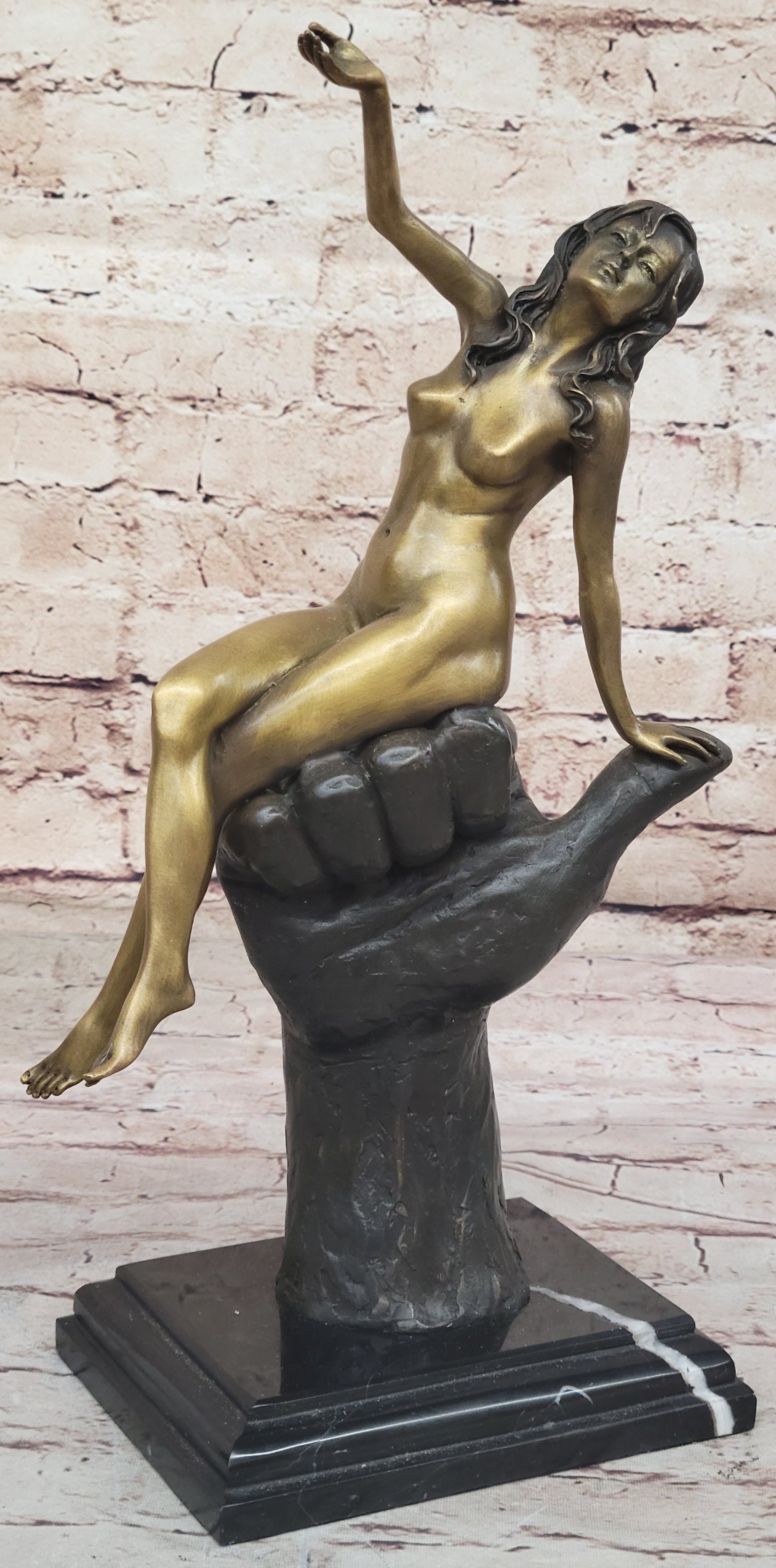 Sexy Nude Female Figure Bronze Modern Art Sculpture on Marble Base