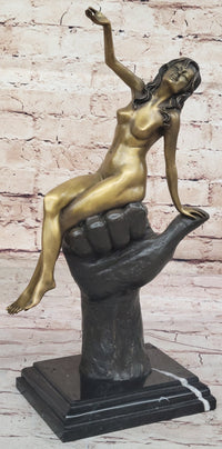 Sexy Nude Female Figure Bronze Modern Art Sculpture on Marble Base